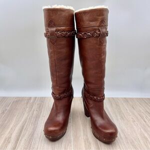 UGG Knee Shearling Savanna Boots in Brown Leather Classic Studded | Size US 8